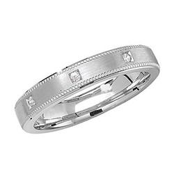 Solid 925 Sterling Silver 3 mm Flat Court Shape Mens Ladies Wedding Band/Wedding Ring/Wedding Ring with Cubic Zirconia, Sterling Silver