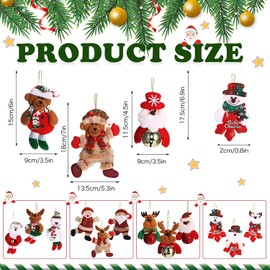 SKYLETY 16 Pieces Christmas Tree Decorations - Santa, Snowman, Reindeer, Bear Plush Pendants for Xmas Tree Party Supplies
