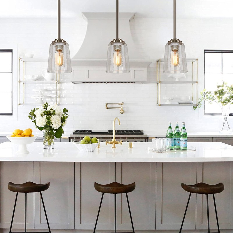 Anmire 2 Pack Clear Seeded Glass Shade, Modern Light Fixture