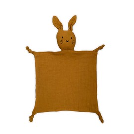 Leyl&Ari Organic Muslin Lovey Blanket | Cotton Bunny Security Blanket for Boys and Girls (Toffee)