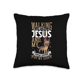 Creative German Shepherd Designs Jesus and Dog-German Shepherd Throw Pillow, 16x16, Multicolor