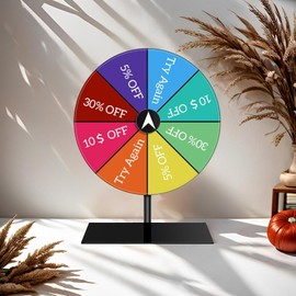 ZORGONS 6 Inch Prize Wheel, 8 Slot, Spining Prize Wheel with Stand, Small Roulette Spinner of Prizes for Vendor Event, Carnival, Classroom Game
