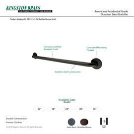 Kingston Brass DR114125 Designer Trimscape Americana Decor 12-Inch Grab Bar with 1.25-Inch Outer Diameter, Oil Rubbed Bronze