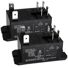 Power Relay T92P7D22-12 (Set of 2), Relay 6-1393211-9-12VDC, 30A General Purpose High Power PCB, Panel Mount Relay, DPST-NO