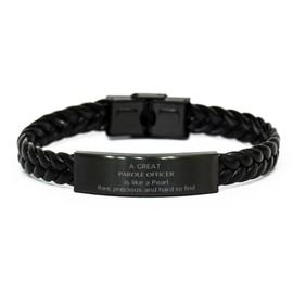 LANKEST Braided Leather Bracelet Parole Officer Rare Pearl Inspirational Gifts for Christmas