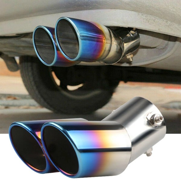 Unbranded Car Dual Exhaust Tail Throat Pipe Muffler Stainless Steel