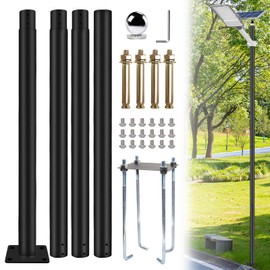Street Light Pole 13 Ft Tall | Outdoor Adjustable Heavy Duty Metal Street Lamp Post | Outside Solar Street Lights Poles with Mounting Rebar Cage Base for Backyard, Parking Lot, Walkway (13FT)