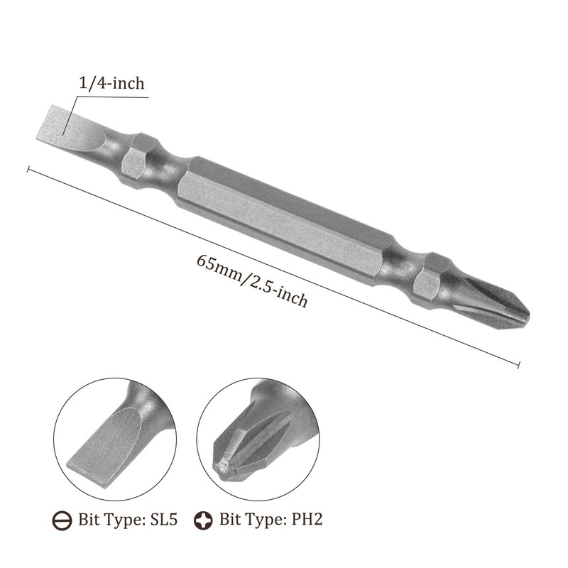 Kozelo 5pcs Double Ended Bits - [2.5 Inch x H1/4