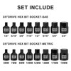 Mayouko 16 Pieces 3/8" Drive Low Profile Hex Socket Set,