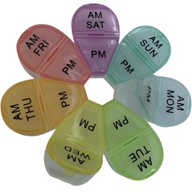 7 Day AM PM Pill Organizer Flower Shaped pill organizer 2 times a day with Morning and Evening intervals Box Food Grade PP Drug Manager am pm Pill Organizer Box Supplement Fish Oil Vitamin Storage Box