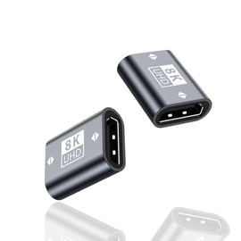 HDMI 2.1 Female Extension Adapter, Aluminum Alloy, Silver, Set of 2, Supports 8K Ultra High Speed Transmission, Lossless