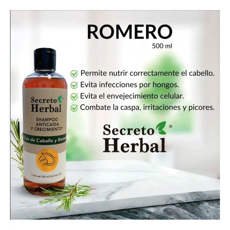 Shampoo Cola De Caballo Secreto Herbal Anticaida Romero 500ml