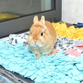 PAWSINSIDE Dog Soft Fleece Snuffle Interactive Foraging Mat Pet Mental Stimulation Feeding Mats Anti-Slip Slow Feeder for Dogs Rabbits (Leopard_Blue/Yellow)