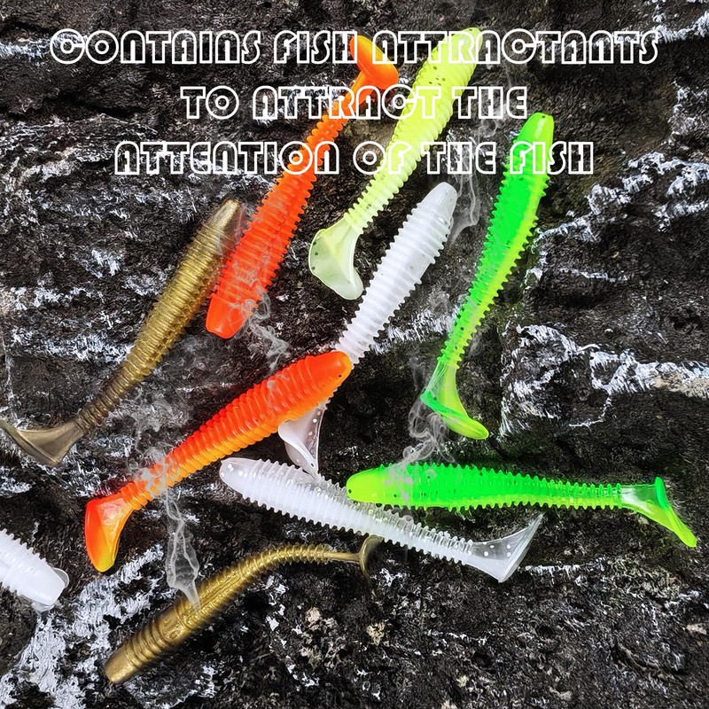 FREE FISHER 40 Pcs Soft Fishing Lures Swimbaits Paddle Tail