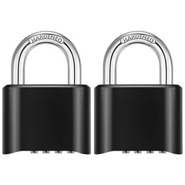 NUZAMAS Pack of 2 Heavy Duty Combiniation Padlock - 4 Wheels Combination Padlock - Zinc Alloy for Corrosion Resistance - Waterproof Keyless-Lock for Home, School & Garage Locker-Black