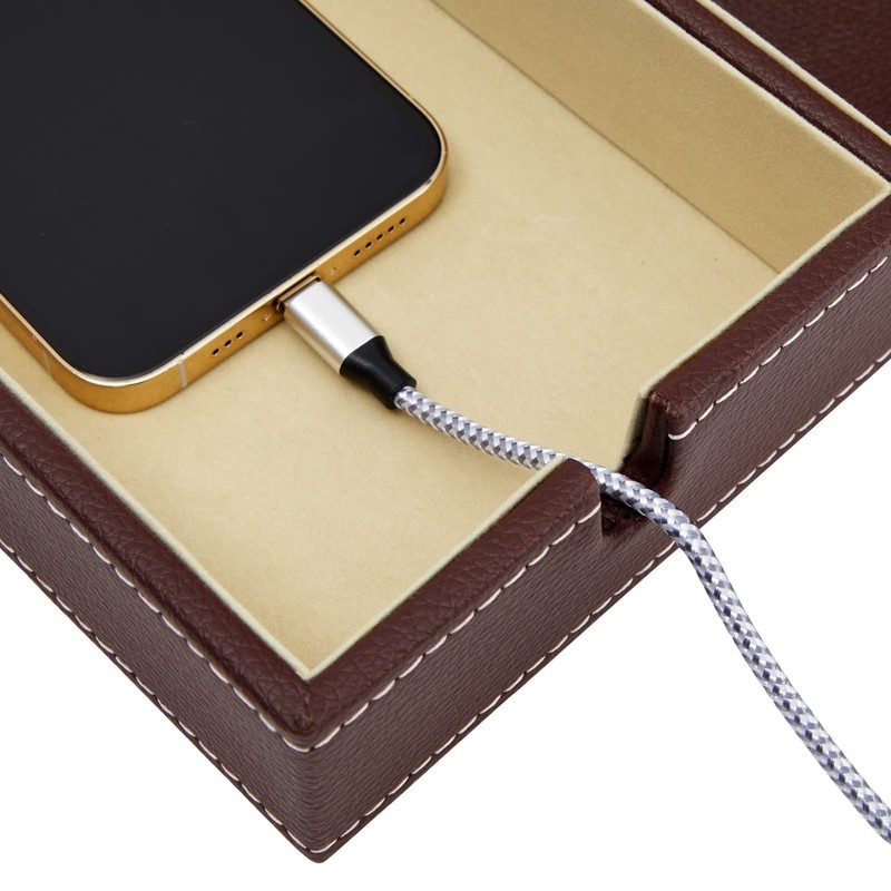 Juvale Leather Valet Catchall Tray for Men with 6 Compartments