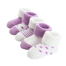 FedMois Pack of 5 Baby Winter Socks Thick Thermal Socks Cotton Lined, Purple