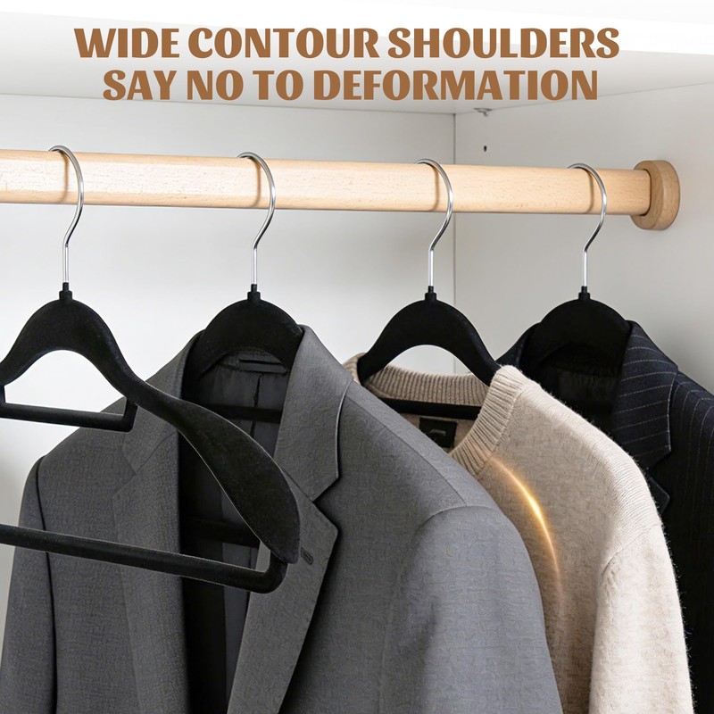 10 Pack Velvet Hangers, Wide Shoulder Heavy Duty Suit Hangers