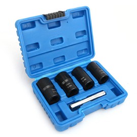 CENPEK 5Pcs Twist Socket Set,1/2 Inch Drive Damaged Bolt Remover, Grip Nut Extractor Socket Sets for Removal of Locking Wheel Nuts 17mm, 19mm, 21mm and 22mm