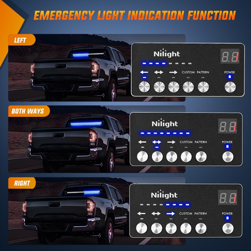 Nilight 144LED Traffic Advisor Strobe Light Bar with Controller Blue