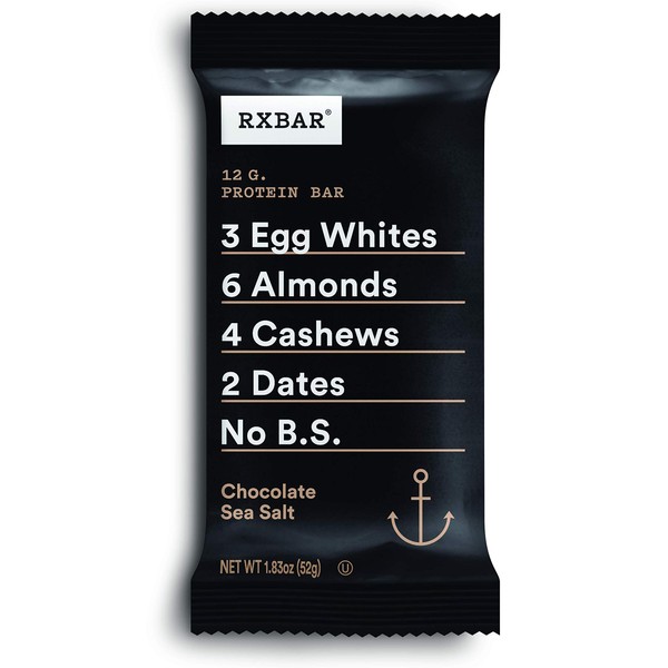 RXBAR, Chocolate Sea Salt, Protein Bar, Gluten Free 1.83 Ounce (Pack Of 24)