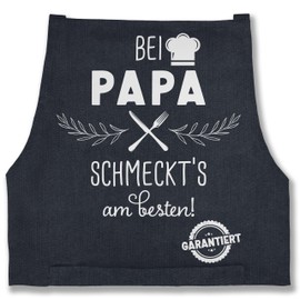 Shirtracer - Apron - - 1 - Cooking Apron with Papa schmeckts am Besten I Cooking Apron Gift Dad I Cooking Apron Men Dad I Kitchen Apron Dad I Gift Dad I Gift Dad I Dad Gift I, 7 jeans blue