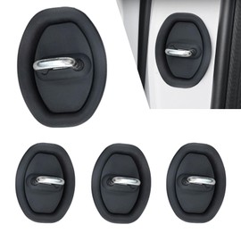 Arwrilt 4 PCS Car Door Silicone Latch Protective Covers, 3.5" x 2.8" Rustproof Shock Absorption Auto Door Lock Part Pads, Car Doors Lock Protector for Reducing Noise, Universal for Most Cars (Black)