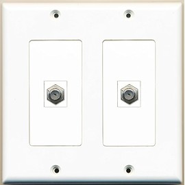 RiteAV - 2 Port Coax Cable TV- F-Type - Dual Gang Wall Plate
