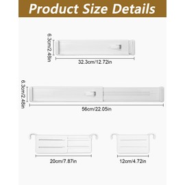 Cexovo Drawer Organiser, Pack of 8, Adjustable Drawer Dividers, Expandable Drawers Dividers, Drawers Organiser for Kitchen, Office, Chest of Drawers, Wardrobe Organiser, 32-56 cm