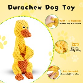AMIITRY Durachew Dog Toy, 2Pcs Wowpetsmart Invincible Chewanimals, Large Dog Toys to Keep Them Busy, Squeaky Stuffed Plushy Dog Toy, Duck and Frog (Multicolor)