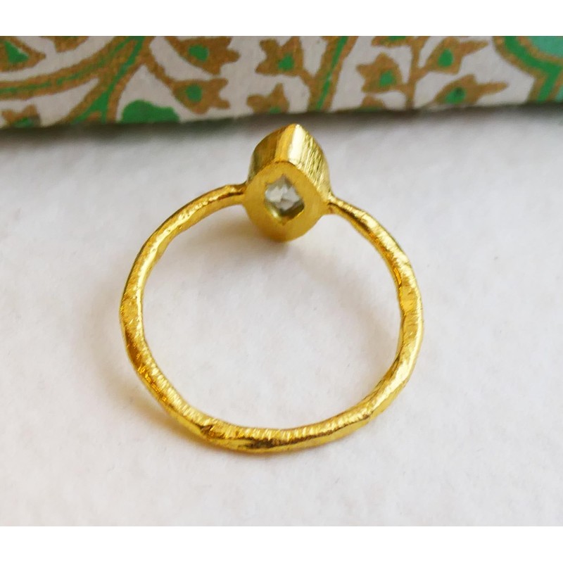 Petite Marquise Prasiolite Green Amethyst Gold-Plated Sterling Silver Ring US