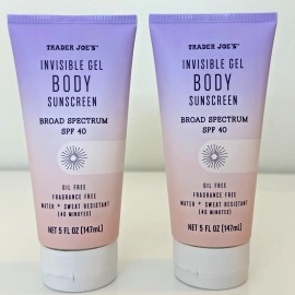 Trader Joe's 2 Pack Trader Joe's Invisible Gel Body Sunscreen SPF 40 Oil Free 5 fl oz Each