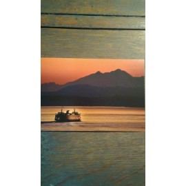 WASHINGTON @ DUSK FERRY TO BAINBRIDGE PHOTO POST CARD WASHINGTON STATE FERRIES @ DUSK. WA