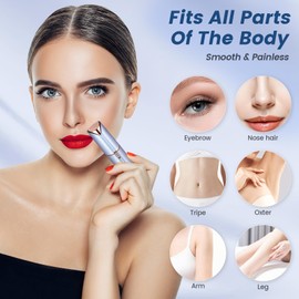 Facial Hair Removal for Women Painless Hair Remover, Waterproof Shaver Razor Hair Remover with LED Light for Face Bikini Peach Fuzz Upper Mustache Lip Chin (Blue)