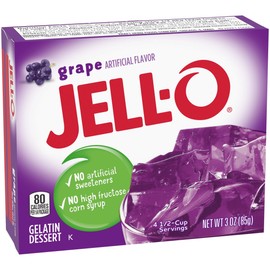 Jell-O Grape Flavor Gelatin Dessert Mix, 3 Ounce Box