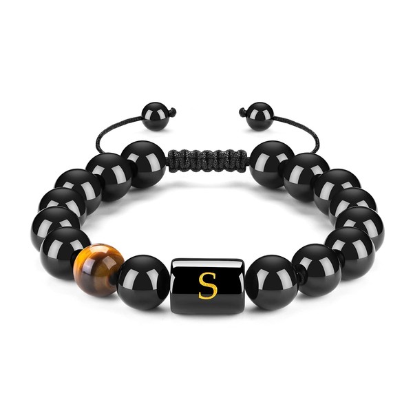 FRG Initials Bracelets for Men Letter Link Handmade Natural Black