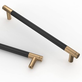 Asidrama 10 Pack 6.3 Inch(160mm) Matte Black and Champagne Bronze Cabinet Pulls Knurled Cabinet Handles Cupboard Handles Kitchen Cabinet Hardware for Cupboard Drawer Pulls