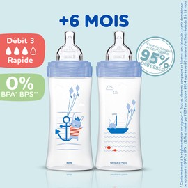 Dodie Baby Bottles Antikolik Sensation+ Boys 330ml +6 Months Flat Teat River 3 Set of 3