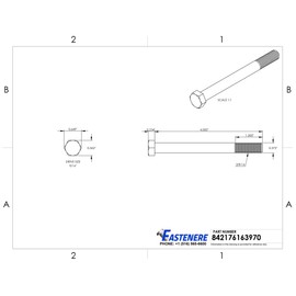 3/8-16 x 4 Hex Head Cap Screw Bolts, External Hex Drive, Stainless Steel 304, Partially Threaded, Stainless Steel, Quantity 5 by Fastenere