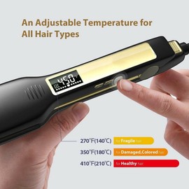 Luxury Beauty Inc Professional Titanium 1.75-Inch Flat Iron Hair Straightener with Digital LCD Display Dual Voltage Instant Heating Bone Straight Silky Smooth Shiny Hair Iron