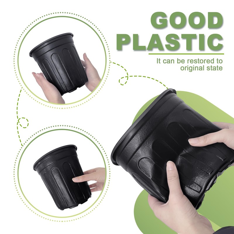 Anyumocz 60 Pcs 1 Gallon Flexible Plant Nursery Pots,Thickened Soft