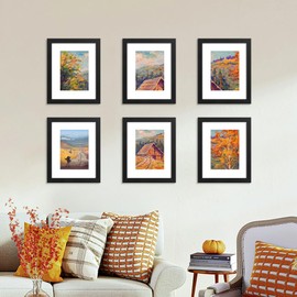 decorUhome 8x10 Picture Frame, Display Pictures 5x7 with Mat or 8x10 without Mat, Black Engineered Wood Photo Frame with Plexiglass for Wall & Tabletop Display, Picture Frames 8x10 Set of 1