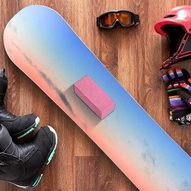 Batiyeer Soft Gummy Stone for Skis, Grinding Rubber Gummy Abrasive Block Stone, Snowboard Ski Stone for Removing Rust and Burrs, 50 x 20 x 20 mm, 60 Grit(Pink)