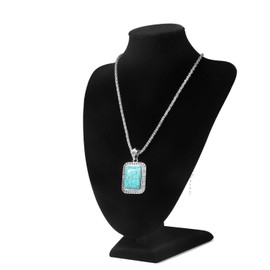 Flexzion Velvet Necklace Jewelry Display Bust Stand - Freestanding Pendant Chain Chokers Lockets Holder Storage Organizer Figure, 10 inch (Black)