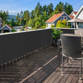 ECOOPTS 3'x70' Balcony Privacy Fence Screen with Zip Ties, Outdoor UV Protection Fence Cover for Balcony Porch Patio Deck Yard (Black)