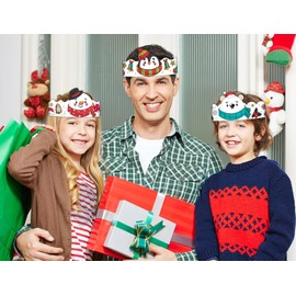 SICOHOME Christmas Paper Crown for Kids Adult 24pcs Adjustable Coloring Christmas Paper Party Hats Funny