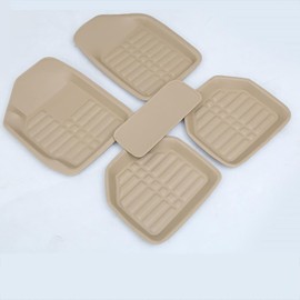 Alfombrilla Universal para el Suelo del Coche, Resistente a la Lluvia, de Cuero, Antideslizante, Diseño Elegante, Juego de 4 Piezas (Beige)