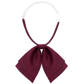 LJBFNN Bow Tie for Women Girls, Pre-Tied Bowtie Adjustable Bow Ties Solid Color Womens Neck Tie for Uniform Shirt (Burgundy)