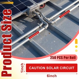 Trandraft 250 Pcs Caution Solar Circuit Stickers - Pv Safety Warning Labels Photovoltaic System Safety Vinyl Sign for Solar Installers