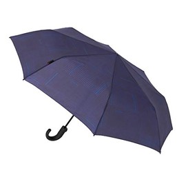 Knirps T.280 MidiumDuomatic CrockHandleSafrty Challenge Blue KNTL280-8434 Folding Umbrella, One-Touch Automatic Open/Close